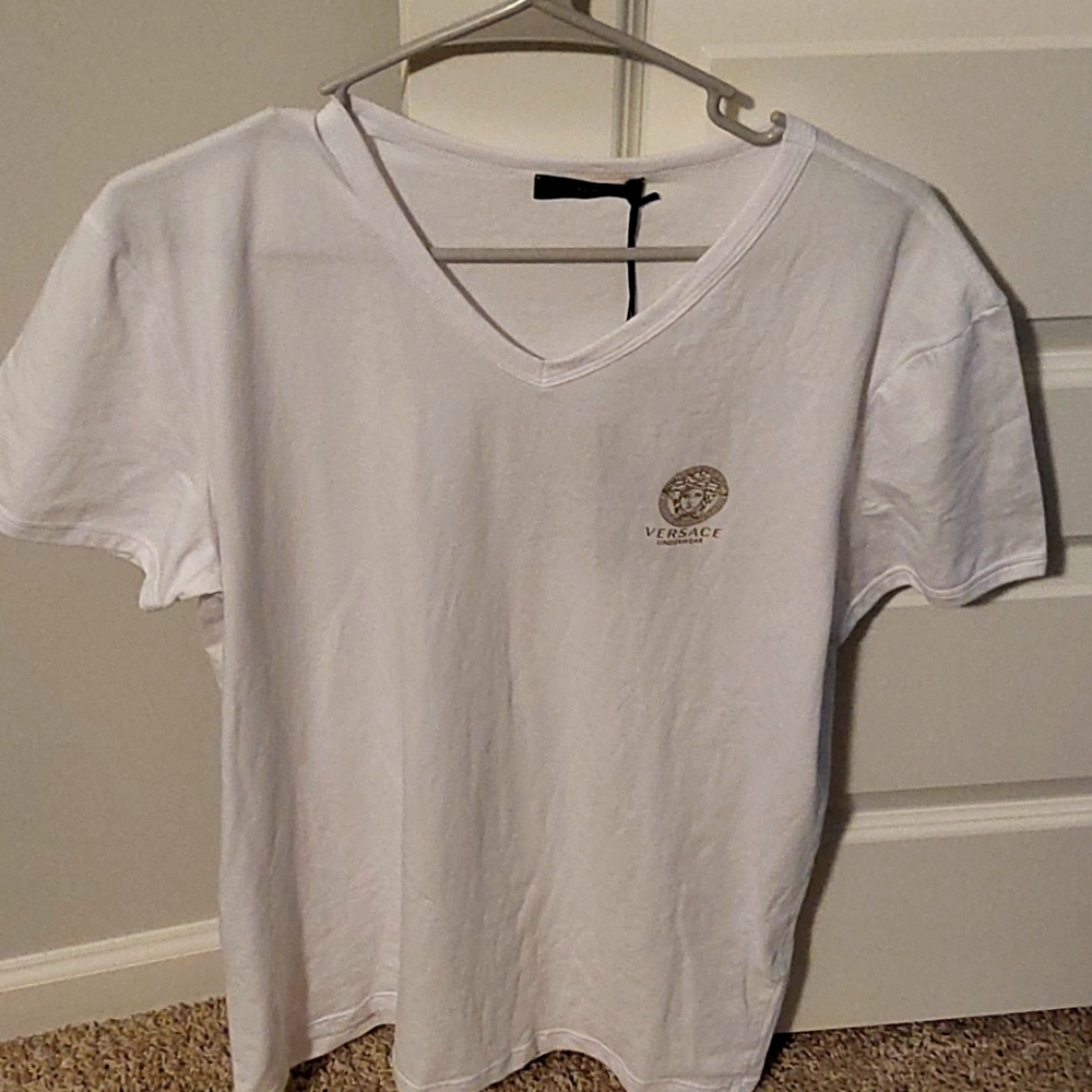 Versace V Neck Logo Shirt